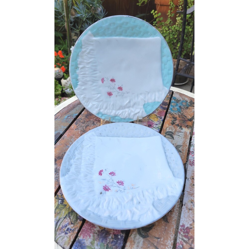 Trompe‑l’œil “Napkin Fold” Plates – Pink & Fuchsia Floral,  Set of 2